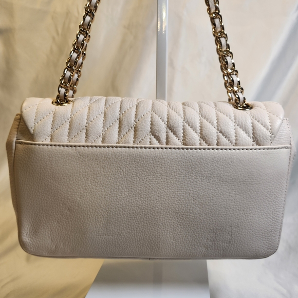 Karl Lagerfeld Paris Agyness Quilted Leather Shoulder Bag In Cream - Picture 6 of 16